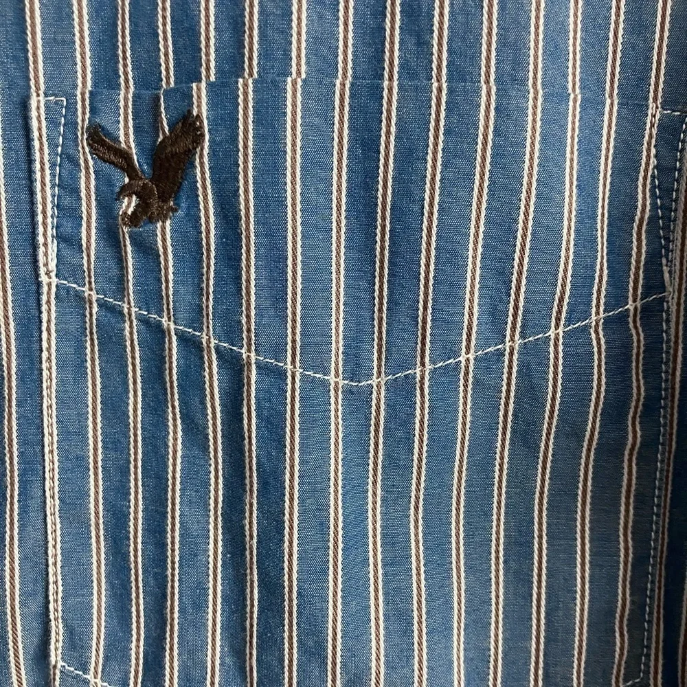 Vintage Fit Men’s Long Sleeve Dress Shirt, Large, Blue, Office/Business, AEO